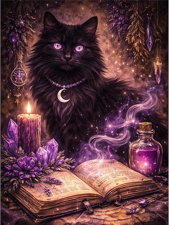 Diamond Art Kits for Adults,Magic Cat Diamond Painting Kits 12X16 Inch