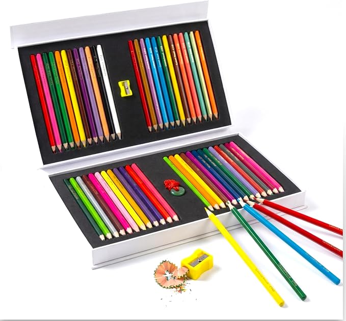 YCY 50-Color Oil-Based Colored Pencils Set Natural Wooden Pencils Art Pencils for Sketching Drawing Coloring Ideal Gift for Teens & Adult Art Lovers Ages 13+, 3.0mm, Gift Box Packaging