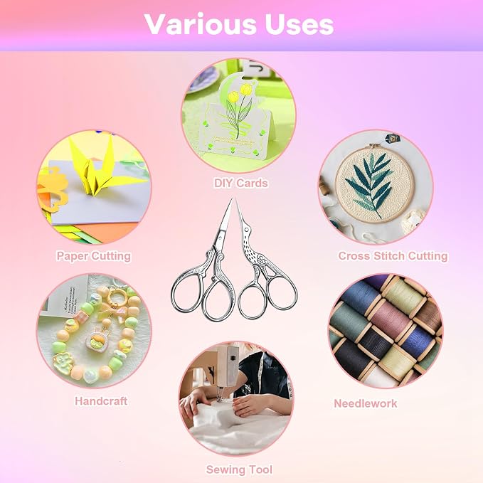AQUEENLY Embroidery Scissors 2 Pcs Small Sewing Scissors Sharp Stainless Steel 3.6 Inches for Artwork, Crochet, Needlework, Threading, Silver