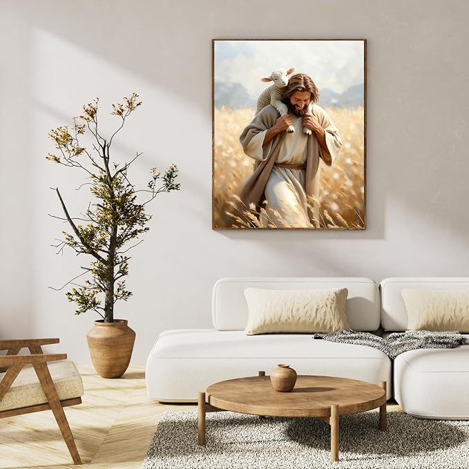 Okarina Paint by Numbers Kit for Adults, Jesus & Lamb Design, 16x20 Inch