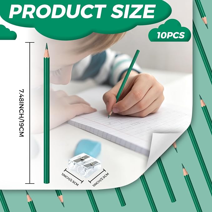 10 PCS Green Colored Pencils, Pre-sharpened Professional Wooden Art Pencils Set for Artists Painting | Premium Drawing Sketching Supplies