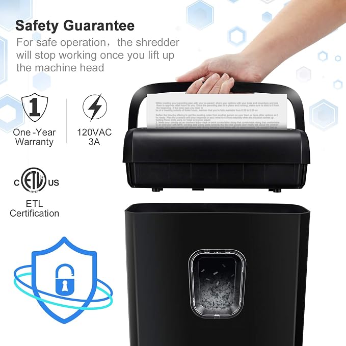 Bonsaii 6-Sheet Micro Cut Paper Shredder for Home, High Security Level P-4 | Small Office Use, Shreds Credit Cards, Staples & Paper Clips, 3.4 Gal Transparent Window Wastebasket, Black, C234-A