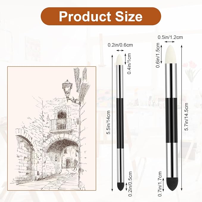6 Pcs Artist Blending Sponge Pen, Soft Pastel Blending Tools Sketch Wipe
