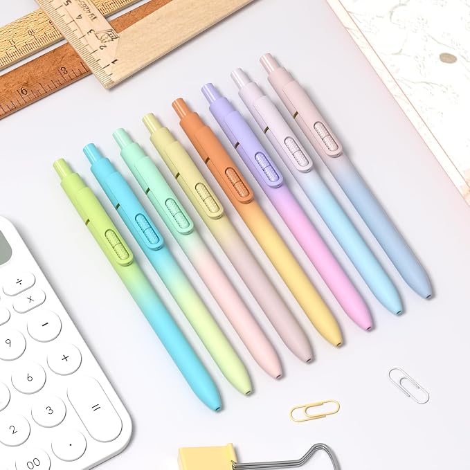 8 Pack Blue Gel Pens - 0.7mm Medium Point, Quick Drying Blue Ink