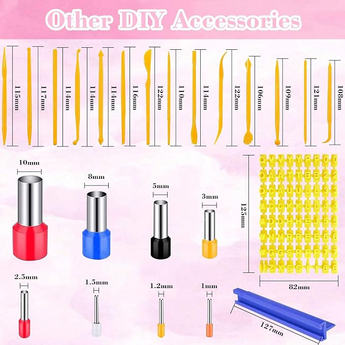 Fesorsi 800 Pcs Clay Earring Making Kit, 67 Polymer Clay Molds Stainless Steel, Polymer Clay Tools with 8 Circle Cutters, 1 Clay Letter Stamps and 710 Pcs Earring Accessories for DIY Jewelry
