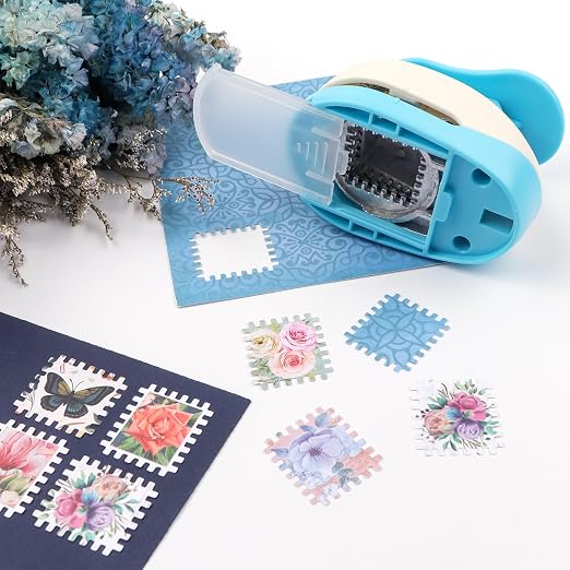 BAOFALI Stamp Puncher 1.2x1 inch Stamp Punch Rectangular Postage Stamp Punch |Stamp Hole Puncher| Lever Action Paper Punches forfor Scrapbooking Journaling Card Making