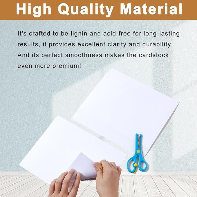 Silunkia 100 Sheets White Cardstock 5 Assorted Sizes Craft Paper 75lb