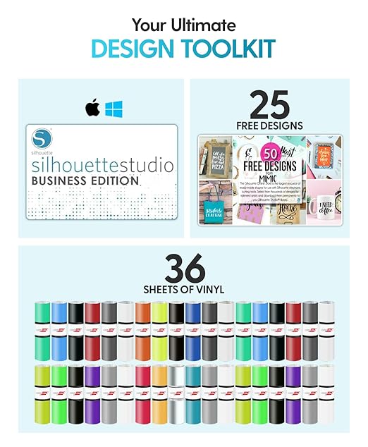Silhouette America Cameo 5 Alpha (α) - Smart Cutting Machine for Print & Cut - Quiet Operation with AutoBlade, Studio Software, Cutting Mat- Matte Black (Deluxe Bundle)