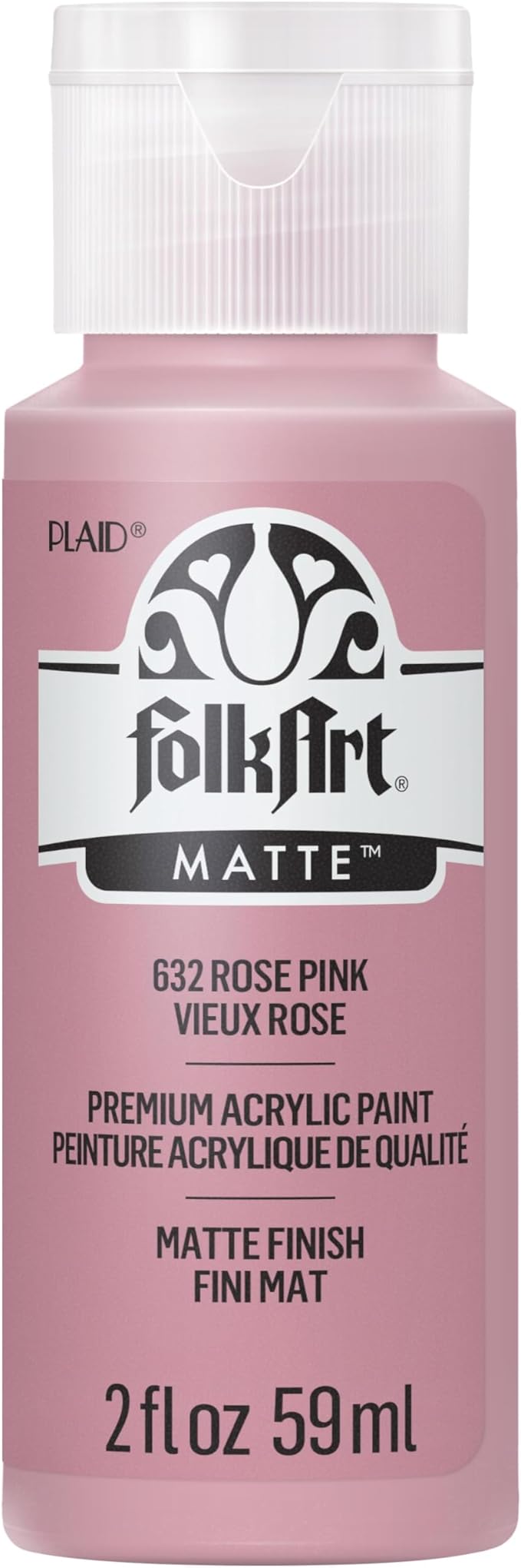 FolkArt Acrylic Paint in Assorted Colors (2 oz), 632, Rose Pink