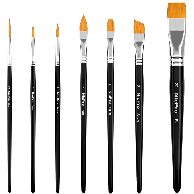 Nicpro Face Paint Brush Set, 7PCS Professional Face & Body Painting Brushes