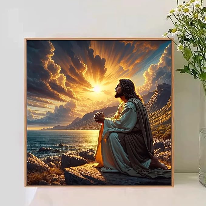 Jesus Paint by Numbers Kit for Adults, 16x16 inch | DIY Painting Kits Crafts for Adults, Relieve Stress, Gift, Home Wall Decor