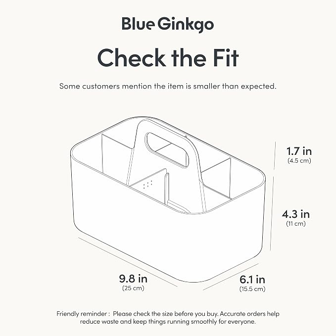 BLUE GINKGO Stackable Organizer Caddy, Rectangle, White, Made in Korea
