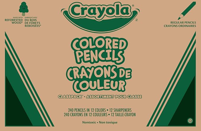 Crayola Colored Pencils Classpack (240ct), Teacher Must Haves, Classroom Essentials, Bulk Colored Pencils for Kids, 12 Colors, Back to for School Coloring Supplies | Teacher Must Haves, Classroom Essentials, Bulk Colored Pencils for Kids, Back to Schoo...
