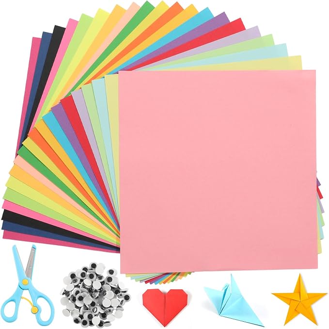 20 Colors Origami Paper 6 × 6 In, 200 Sheets Oragami kit for Kids Ages 8-12 | Square Origami Kit, Easy to Fold, Colorful Crafts for Handmade Projects, Folding , Diy Party Decor & Back to School Gifts