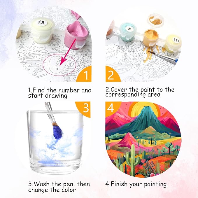2 Pack Adult Paint by Number Kits on Canvas-Landscapes Paint by Number Adult,Paint by Numbers Kits for Adults With Gifts Box,DIY Landscapes Painting Kits for Gifts Home Wall Decor(16x20inch)