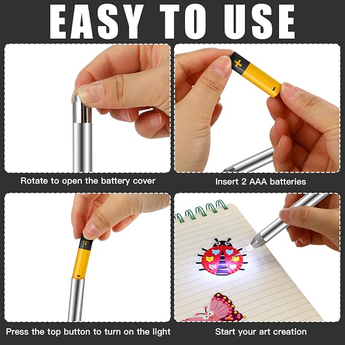 Therwen 2 Pcs LED Vinyl Weeding Pen Tools with Hook Tips, Rose Gold, Silver | Built-in LED Light, Tiny Vinyl Detail Removal, for Heat Transfer, Compatible with Silhouette Machines