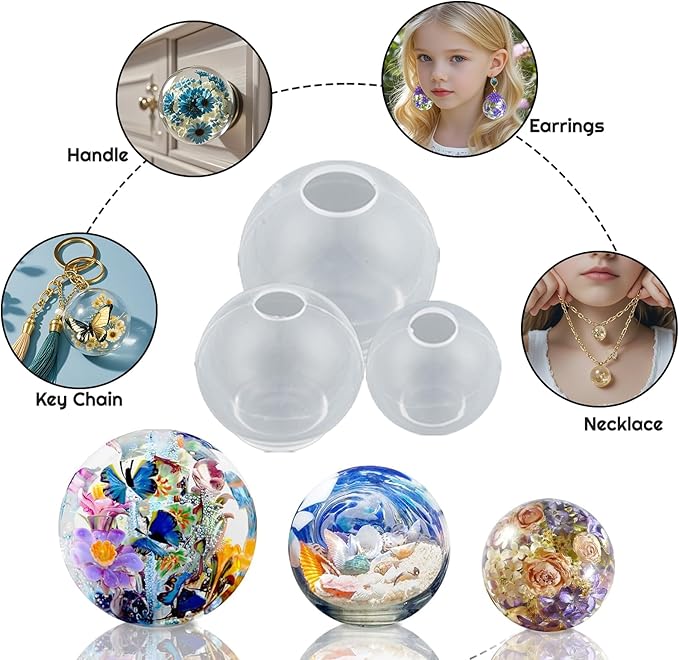 12 PCS Extra Deep Resin Cube Molds Silicone, 4" Large Resin Molds Silicone | Cube Silicone Mold for Epoxy Resin, Sphere Resin Mold with Tools for Preserving Flower Insect Specimen Bookend Flexible Clear