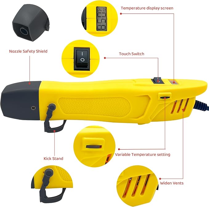 Heat Gun, 350W Mini Heat Gun for Crafting, 2-Temp Settings Hot Air Gun 392℉(200℃)/752℉(400℃) Heating Tool for Crafts, Shrink Tubing, Drying Paint, DIY Works