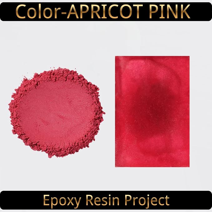 Mica Powder, Apricot Pink, 240g with Scoop, Complies with ASTM D-4236 | For Epoxy Resin, Soap, Bath Bomb, Candle| Safety Material| Odorless| Brilliant Colors