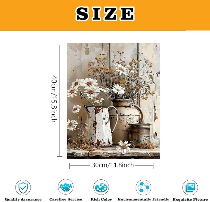 WUDWL Flower Paint by Numbers Kit for Adults,Color By Numbers for Adults | Flower Landscape Decor Painting by Number On Canvas, Paint Number Artist Funny Without Frame DIY, Home Wall Decor, 12x16in