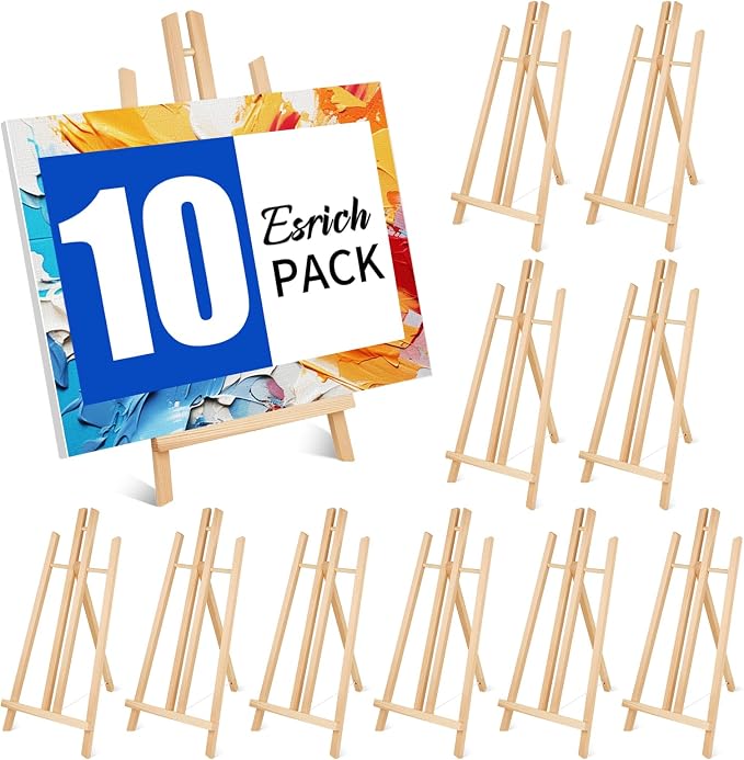 ESRICH 10PCS 17 Inch Tabletop Easels, Easel Stand for Painting | Tripod, Painting Party Easel, Kids Student Desktop Easel for Painting, Paint Easel for Canvas Paint
