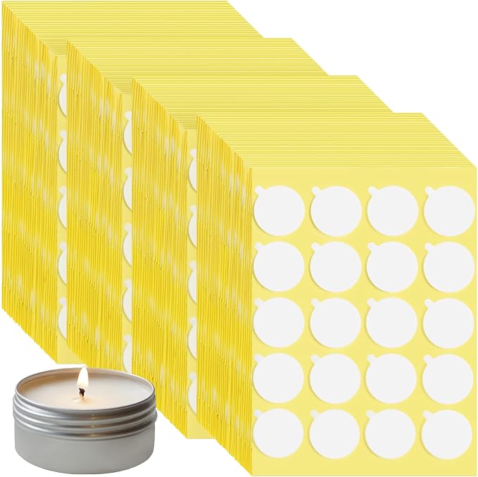 2400Pcs Candle Wick Stickers, with Tail | Double-Sided, Easy to Peel, Heat Resistance, Ideal for Candle Making, DIY Projects, Home Decor, Candle Supplies, Gift Packing