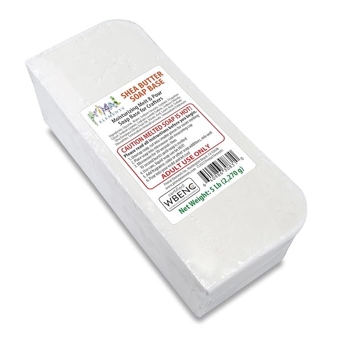 Primal Elements Shea Butter - Moisturizing Melt and Pour Glycerin Soap Base for Crafting and Soap Making, Easy to Cut - 5 Pound