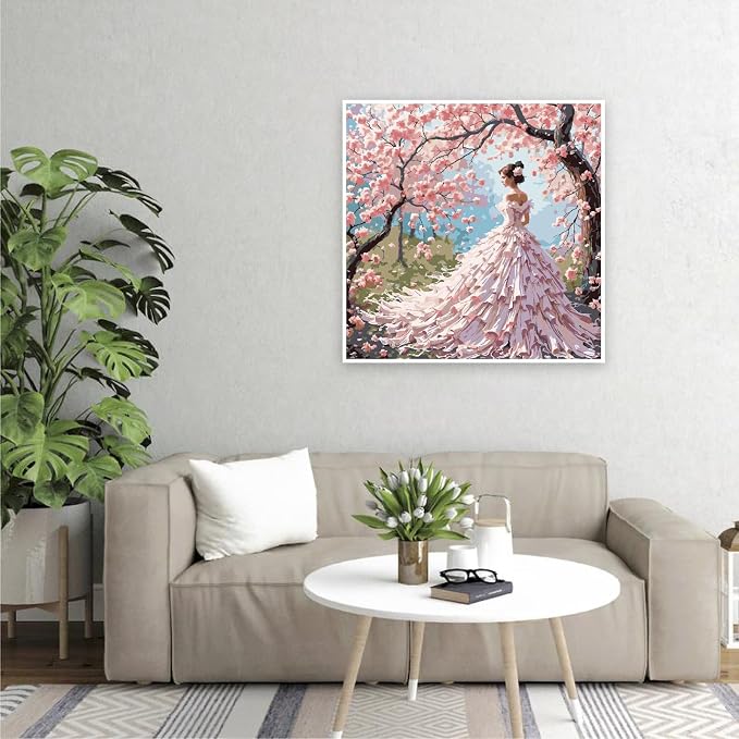 Paint by Numbers Kit for Adults Beginner, Cherry Blossom Beauty 16x20 In | Paint by Number for Beginner,Adult Paint by Number,HD Color Canvas,DIY Tool Kits,Stress Relief Craft,Great Gift,Without Frame