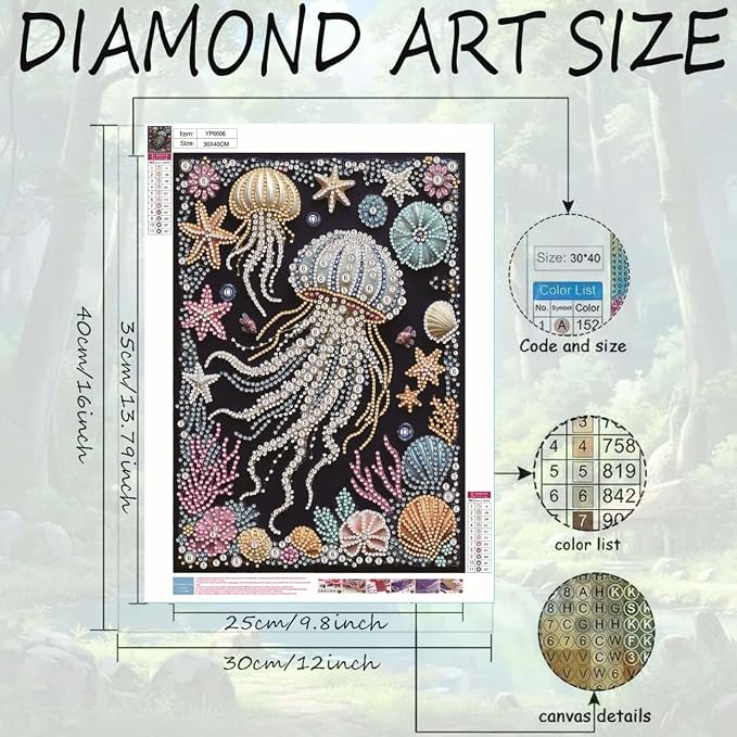 Jellyfish Pearl Diamond Art Kits for Adults,Full Drill Wall Art 12 x 16 in | 5D diamond painting,DIY Diamond Dots Gem Art Craft for Home Decor