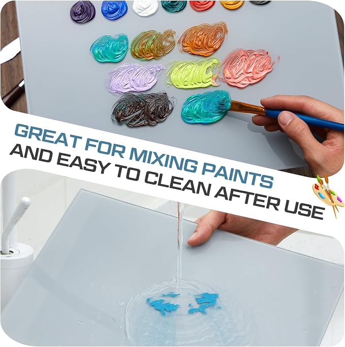 Nuanchu 2 Pcs Tempered Glass Palette for Oil Painting, 9 X 12 Inches Grey