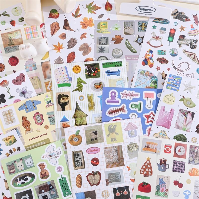 Girl's Korean Sticker Book, Food and Daily Life Theme - 1300+ Cute Dream Style Foodie Stickers, for DIY Scrapbooking Journaling Handbook Decoration Vintage