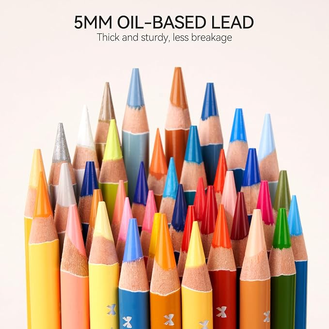 Arrtx 126 Colored Pencils, Soft Core, 5.0mm Thick Lead