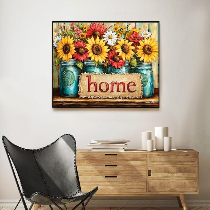 Paint by Numbers Kit for Adults, Sunflower & Home Design, 16x20 Inch