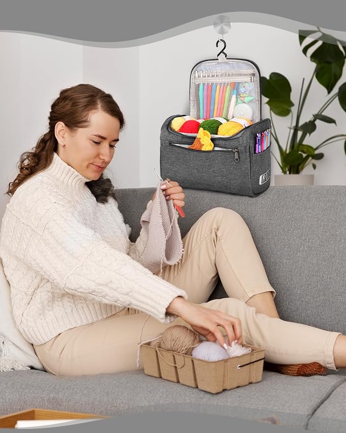 Aeelike Crochet Kit for Beginners Adults Kids, Complete Crochet Kits, Gray | Crochet Kit for Beginners Young and Old, All-inclusive Kit with Crochet Hooks 655 Yards Yarn Instruction Knit Bag, Ideal Gift