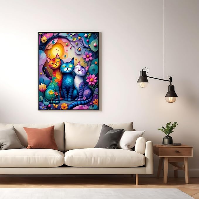 Paint by Numbers Kit for Adults, Colorful Cat Paint by Number for Adults | Acrylic Adults' Paint-by-Number Kits, DIY Easy Paint by Number Adult Canvas for Home Wall Art Decor, 16X20 inch