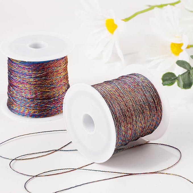 Metallic Craft Cord, 2 Spools, 0.5Mm x 109 Yards, Multicolor