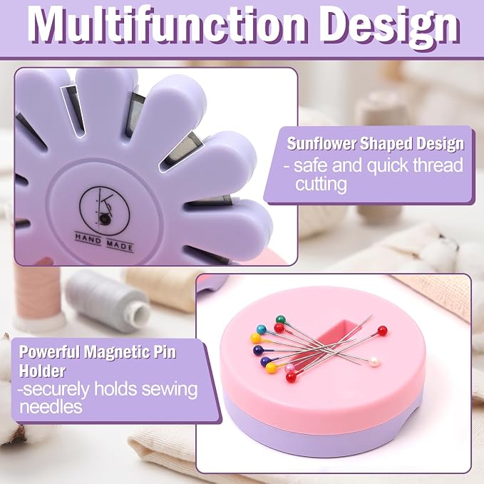 Sizobi Purple Magnetic Pin Holder with Thread Cutter, Blade Saver