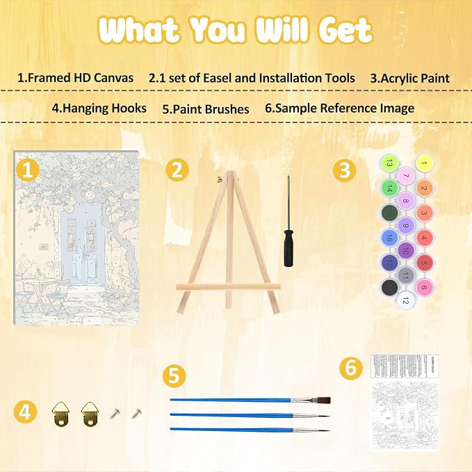 MAXBYE Framed Paint by Numbers Kits for Adults, Lemon Tree Paint by Numbers Kit for Adults with Wooden Easel, Easy DIY Oil Painitings Kits with Tools for Beginners Gift Home Wall Decor 10×14 Inch