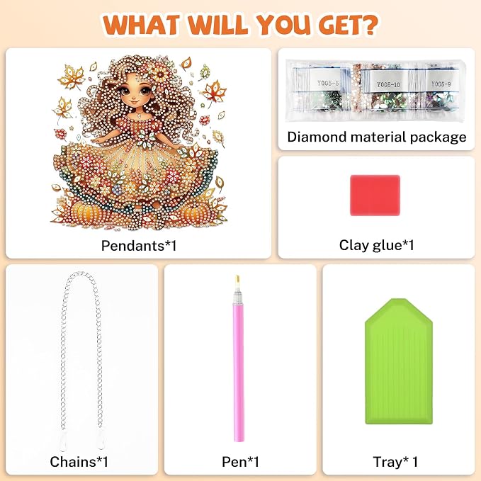Bowetile Fall Diamond Art Hanging Kits for Adults, Autumn Diamond Art Suncatchers Harvest Girl, 5D Special Shape Maple Leaf Diamond Painting Pendant Window Ornament Gifts for Home Wall Decor