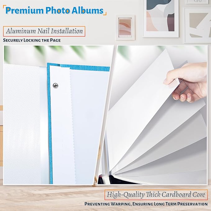 Artfeel Photo Album Self Adhesive Scrapbook,120 Pages Large Photo Book for 4x6,5x7,8x10 Pictures,DIY Album for Baby Wedding Family Travel Birthday,with Metallic Pen and Scraper