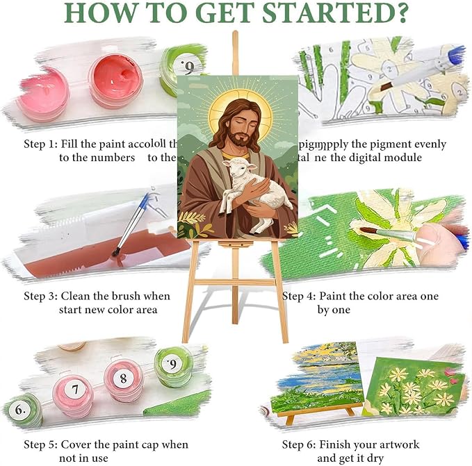 ICYANART Paint by Numbers for Adults Framed, Jesus Number Painting 8x12In