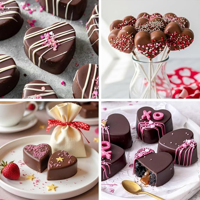 Sakolla 2 Pack 8 Cavity 2.7″ Heart Chocolate Molds Silicone