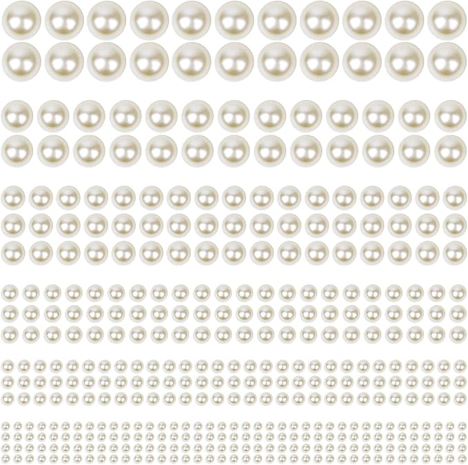 1980Pcs Self Adhesive Pearl Stickers, Shynek Pearls Sticker Gems for Hair, Face, Makeup, Eye, Nail, Crafts, Assorted Sizes