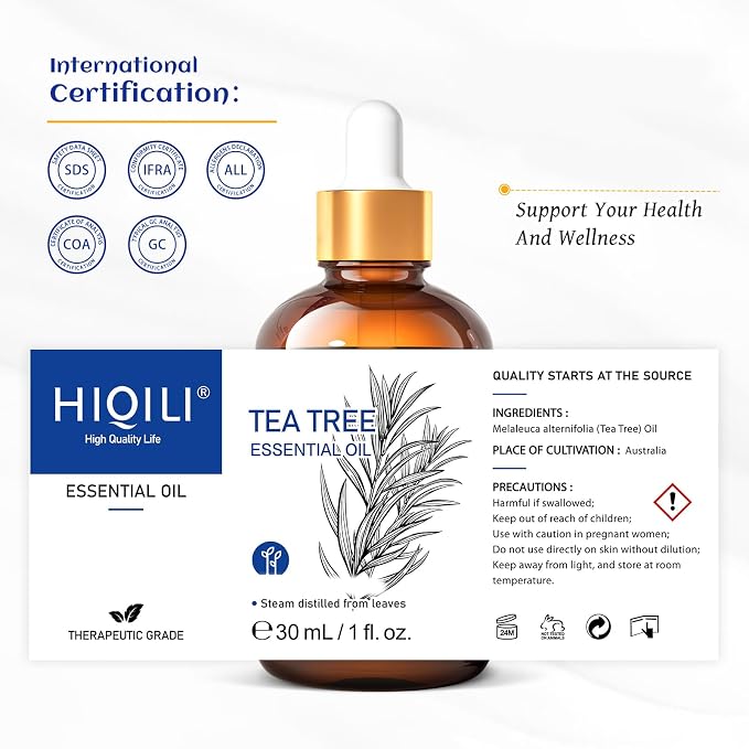 HIQILI Tea Tree Oil for Nail & Skin Care, Strengthens Nails