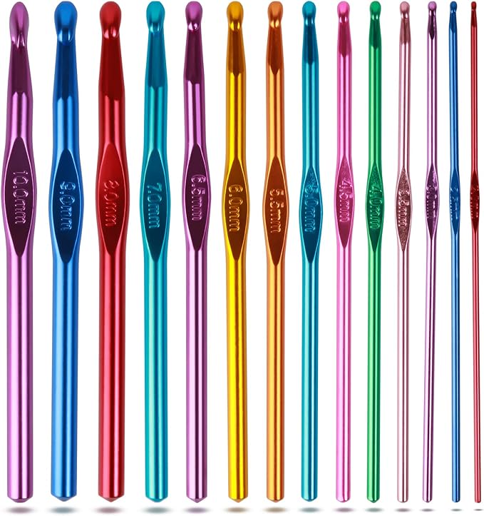 Crochet Hooks Set, Aluminum Handle Knitting Needles for Arthritic Hands, Crochet Needles for Yarn Craft, Nice Gift for Women