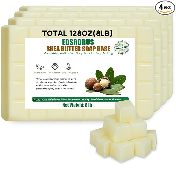 EDSRDRUS 8lb Scent Soap Base DIY Handmade with Shea Butter & Coconut Oil, Moisturizing Melt and Pour Soap Base