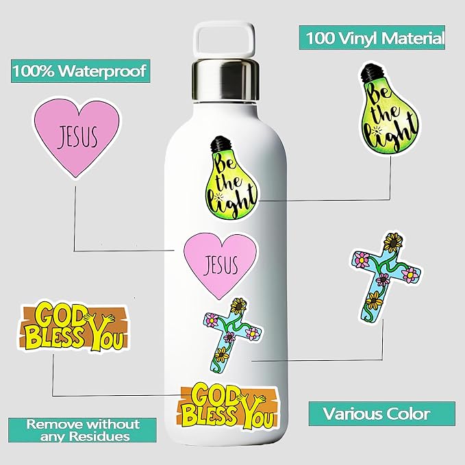 220Pcs Inspirational Christian Bible Verse Jesus Stickers, Christian Gifts