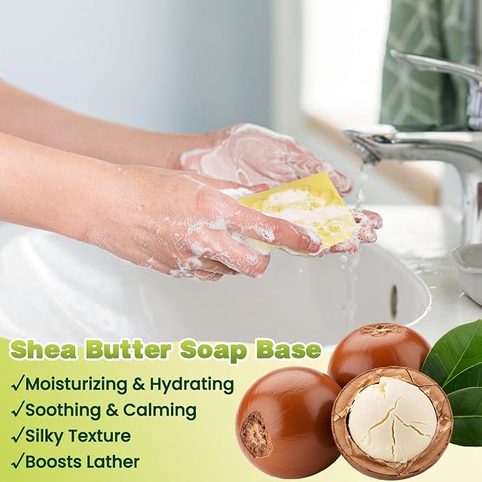 Soap Making Kit- Soap Making Kit for Adults, DIY Soap Making Supplies with Shea Butter Glycerin Melt and Pour Base, Silicone Molds, Dried Flowers, DIY Craft for Beginners Gift for Women