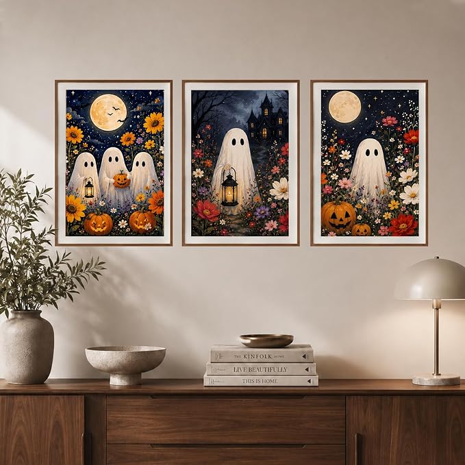 XTCIXAL 3 Pack Paint by Numbers Kit for Adults, Halloween, 8x12 Inch | Paint by Number for Adults Beginner, Framed Canvas, Included Easel and Gifts Box, Fun and Relaxing, Home Wall Decor
