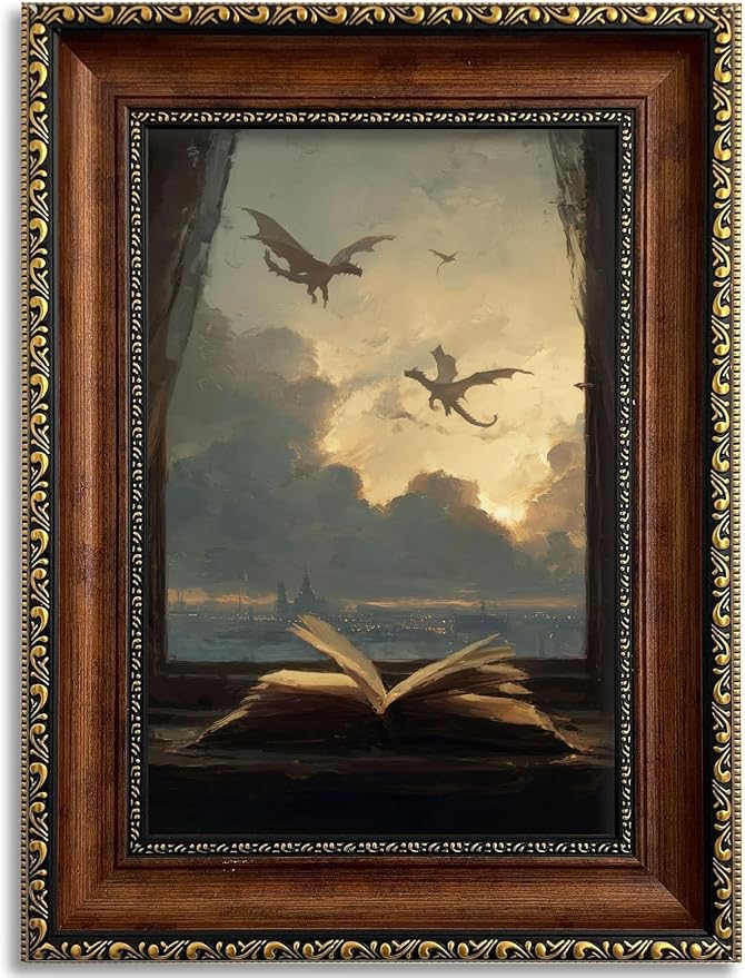 Book Diamond Art Kits for Adults, Dragon Diamond Painting Kits for Beginner | Diamond Dots Full Drill Crafts for Gem Art Dot Art for Adults Home Wall Decor for Teens Dark Academia Decor DIY 5D 12x16 inch